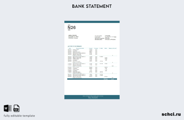 цифровая загрузка шаблона Excel N Bank Германии